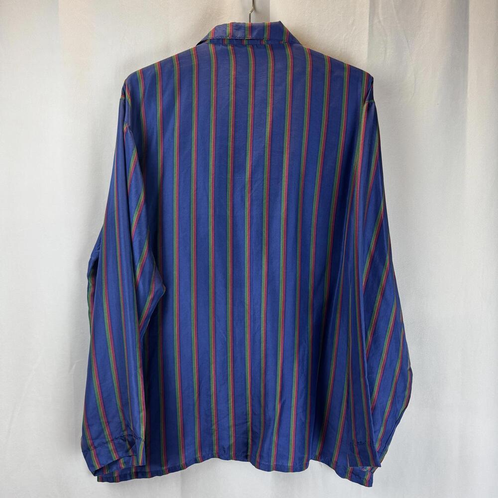 Vintage Kips Bay 100% Silk Striped Button-Up Shirt - Size Large